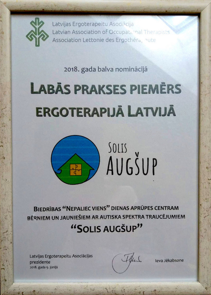 Dienas centrs „Solis Augšup” labās prakses piemērs ergoterapijā Latvijā