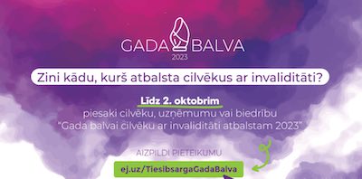 Tiesībsargs: Konkurss Gada balva cilvēku ar invaliditāti atbalstam (2023)